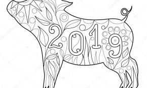 Coloriage 2019 Meilleur De Hermoso Doodle Smbolo Del Cerdo Año 2019 Para Colorear De