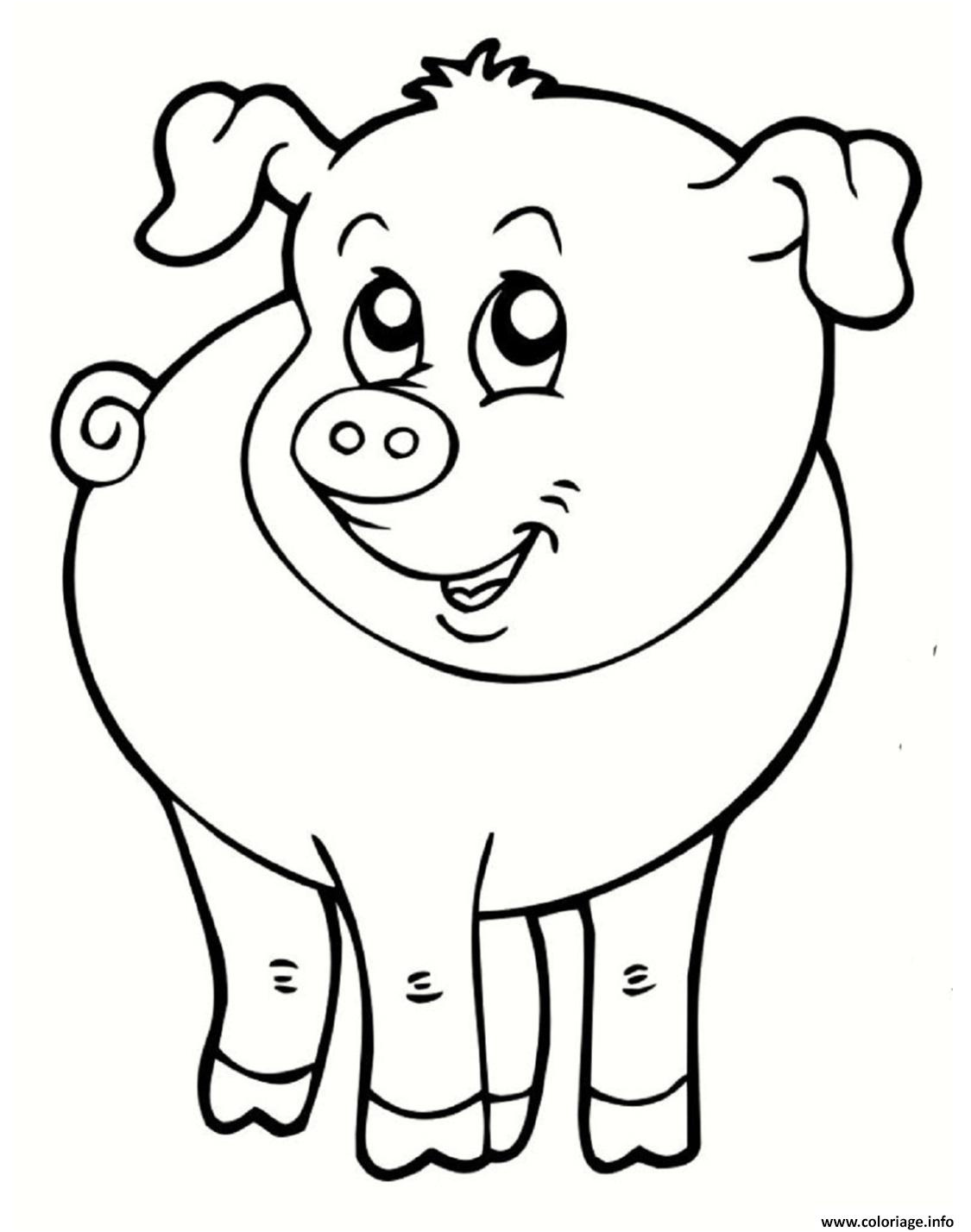 Coloriage Animaux De La Ferme Génial Coloriage Cochon souriant Animal De La Ferme Dessin