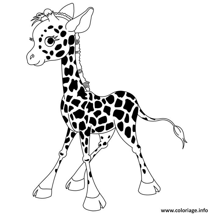 Coloriage Bébé Animaux Génial Coloriage Animaux Mignon Bebe Girafe Debout Dessin