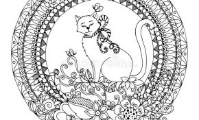 Coloriage Chat Mandala Frais Chat De Zen Tangle D Illustration De Vecteur Dans Le Cadre