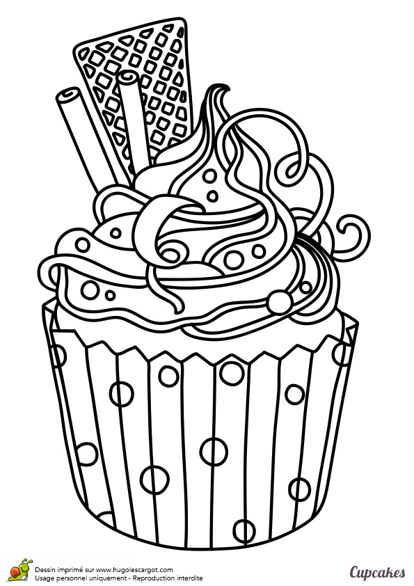 Coloriage De Cupcake Meilleur De Super Coloriage D’un Cupcake Ac Pagné De Gaufrettes Un