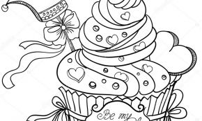 Coloriage De Cupcake Nice Vecteur Main Dessin Cupcake Avec Couronne Et Coeurs