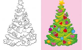 Coloriage De Noel Sapin Frais Coloriage Avec Modèle Un Sapin De Noël Décoré