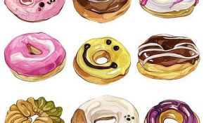 Coloriage Donuts Élégant Donuts Illustration Watercolours Donuts