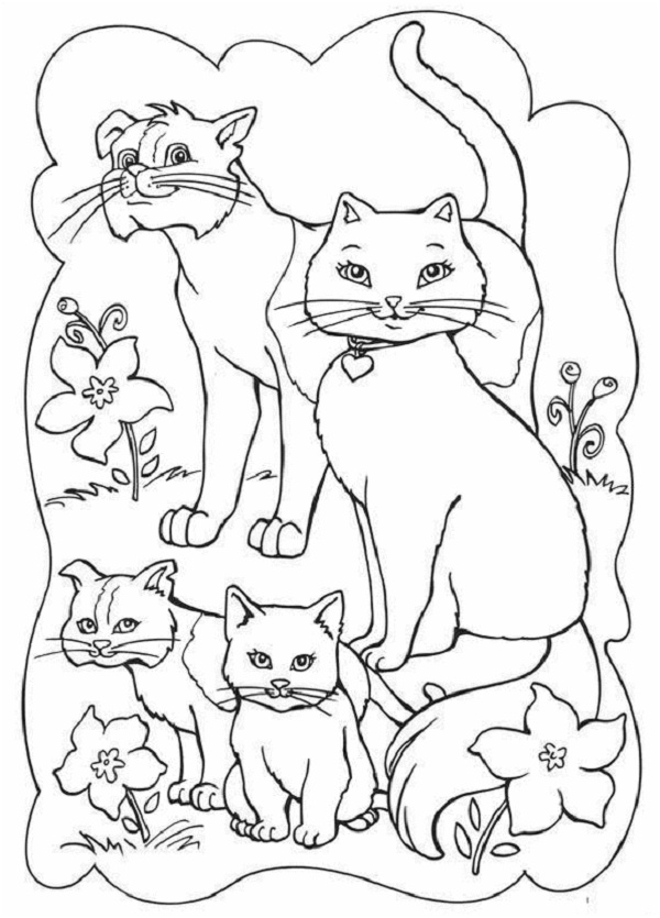 Coloriage Famille Chat Luxe Раскраски Коты