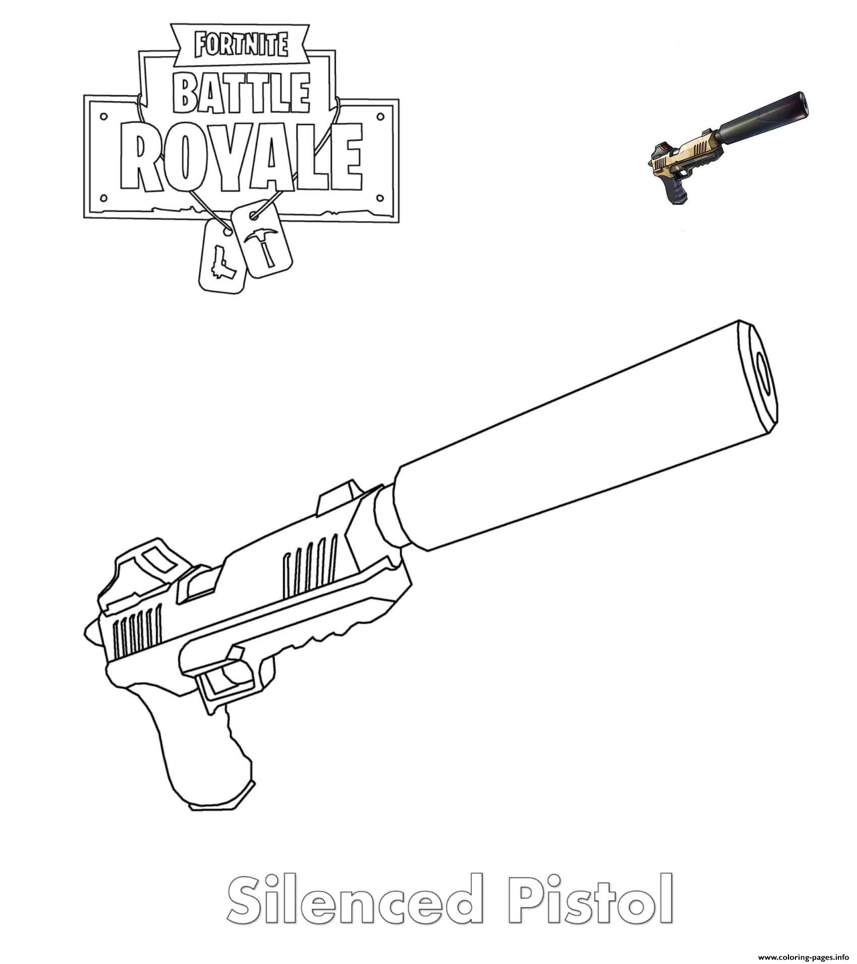 Coloriage Fortnite Arme Génial Silenced Pistol Fortnite Coloring Pages Printable