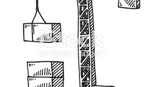 Coloriage Grue Nice Construction Crane Building Blocks Drawing Stock Vector