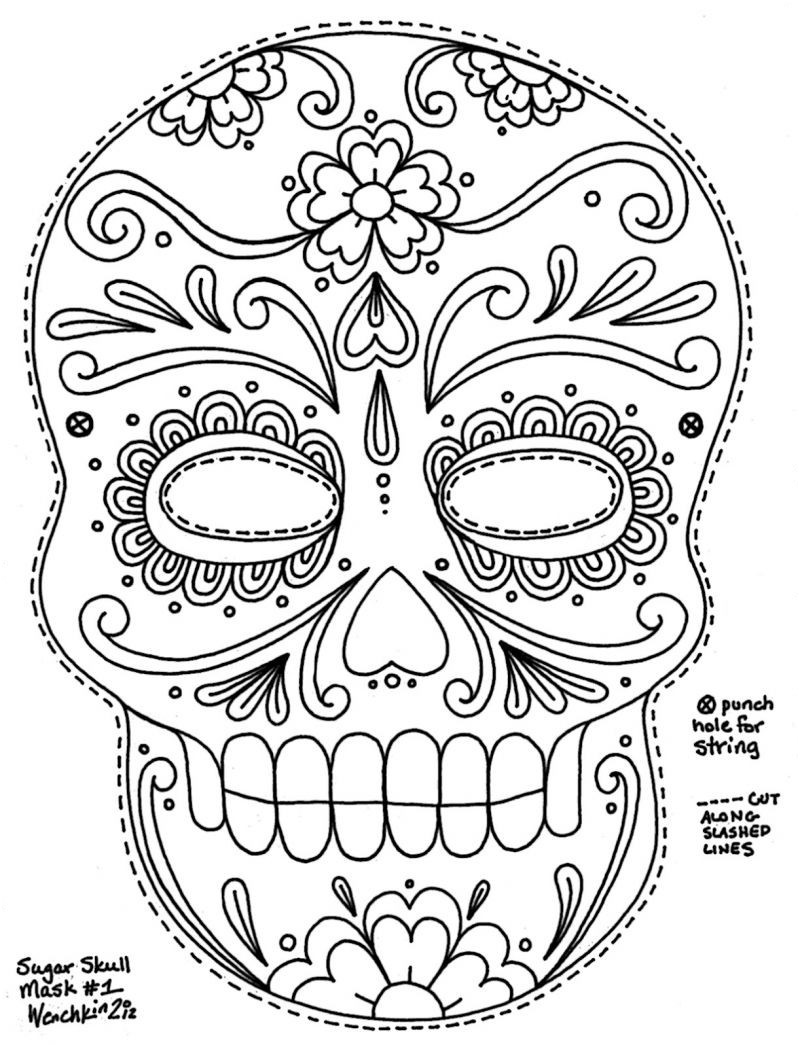 Coloriage Halloween Tete De Mort Élégant T Te De Mort Dessin Coloriage Halloween Masques Mexicains