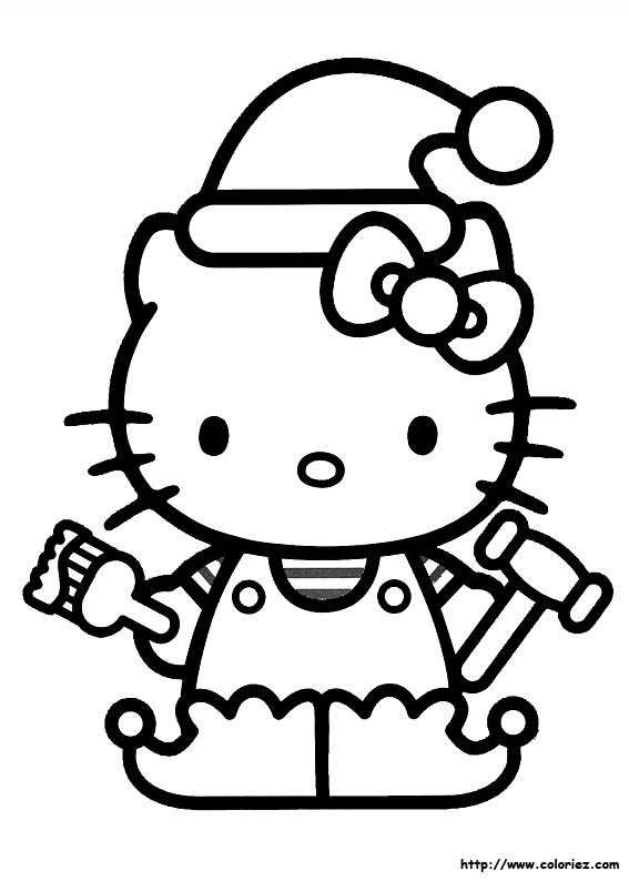 Coloriage Hello Kitty Noel Nouveau Coloriage Hello Kitty Porte Le Bonnet De Noel Dessin