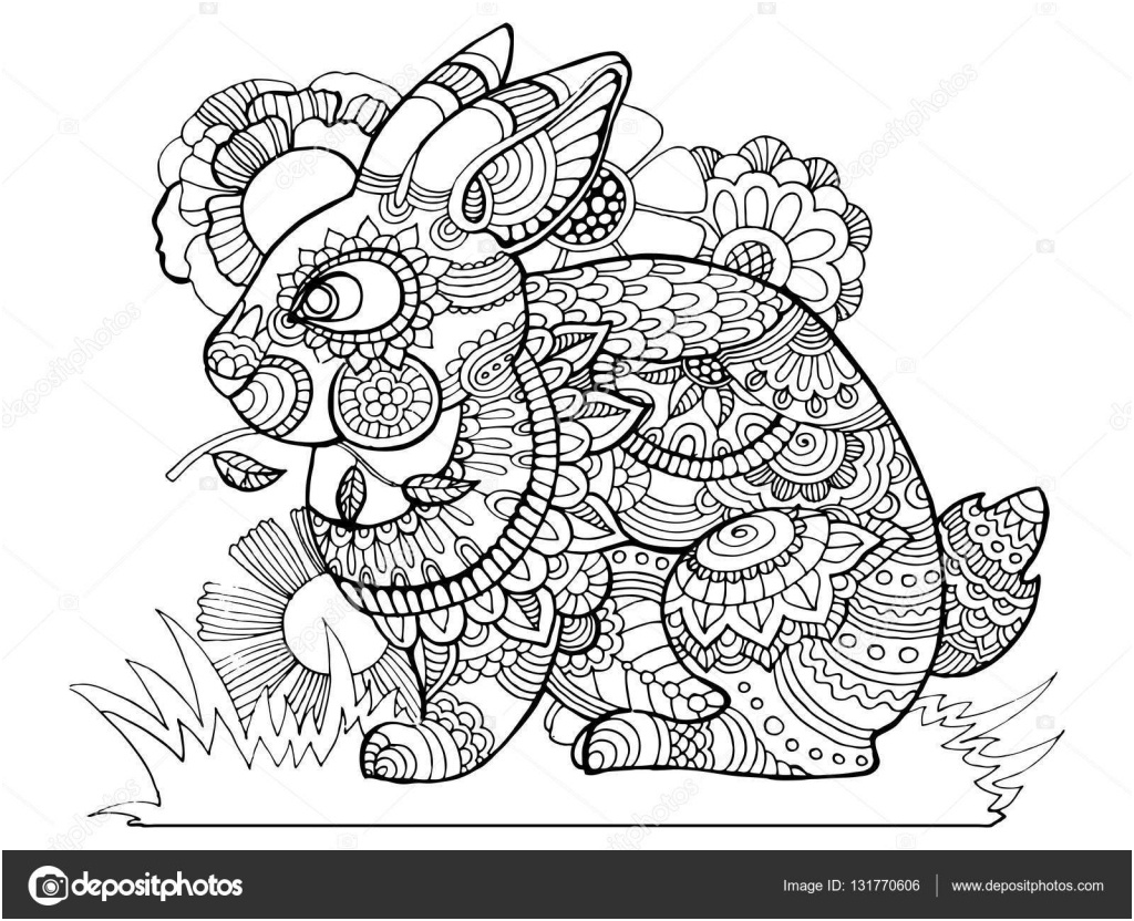 Coloriage Lapin Mandala Inspiration Bunny Lapin Coloriages Pour Vecteur Adultes — Image