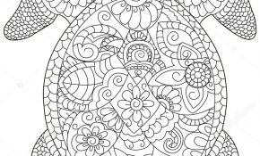 Coloriage Mandala Animaux Tortue Inspiration Tortue De Mer Vector De Coloriage Pour Adultes — Image