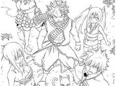Coloriage Manga Fairy Tail Luxe Coloriage De Fairy Tail Avec Natsu Lucy Erza Et Grey