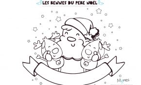 Coloriage Père Noël Génial Coloriage De Noël Le Père Noël Et Ses Rennes Momes