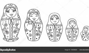 Coloriage Poupée Russe Élégant Russian Dolls Matrioshka Décrites Pour Coloriages — Image