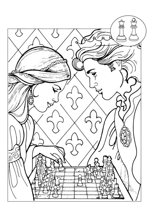 Coloriage Prince Et Princesse Nice Coloriage Prince Et Princesse Jouant Aux échecs Img