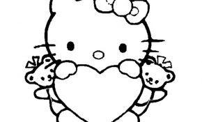 Coloriage Smiley Coeur Nice Hello Kitty Con Un Gran Corazón Para Colorear