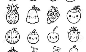 Coloriage Squishy Luxe Illustration Of Fruits Set Coloring Book Stock