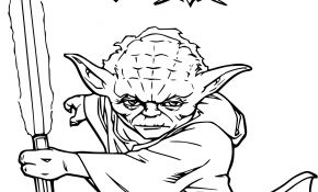 Coloriage Star Wars Nice Free Coloring Pages Of Yoda With Lightsaber