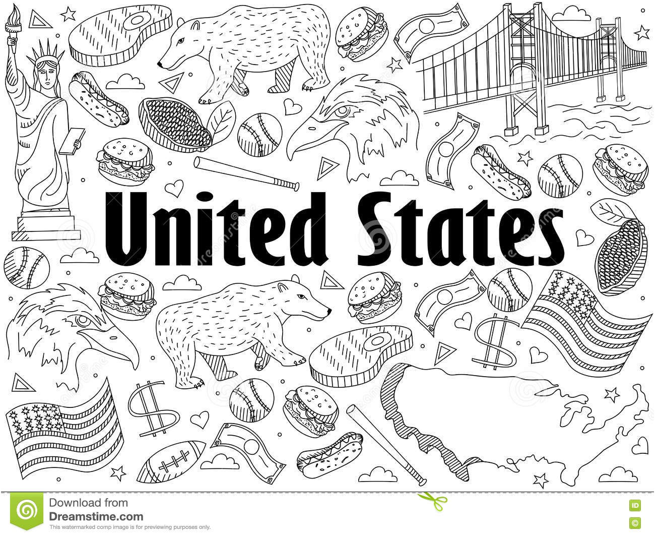 Coloriage Usa Meilleur De United States Coloring Book Vector Illustration Stock