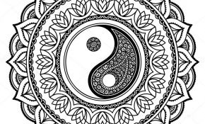 Coloriage Yin Yang Nice Mandala Do Tatuagem Do Henna Smbolo Decorativo De Yin