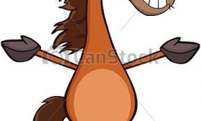 Dessin Animé Cheval Élégant Vecteurs De Sourire Cheval Dessin Animé Smiling Horse