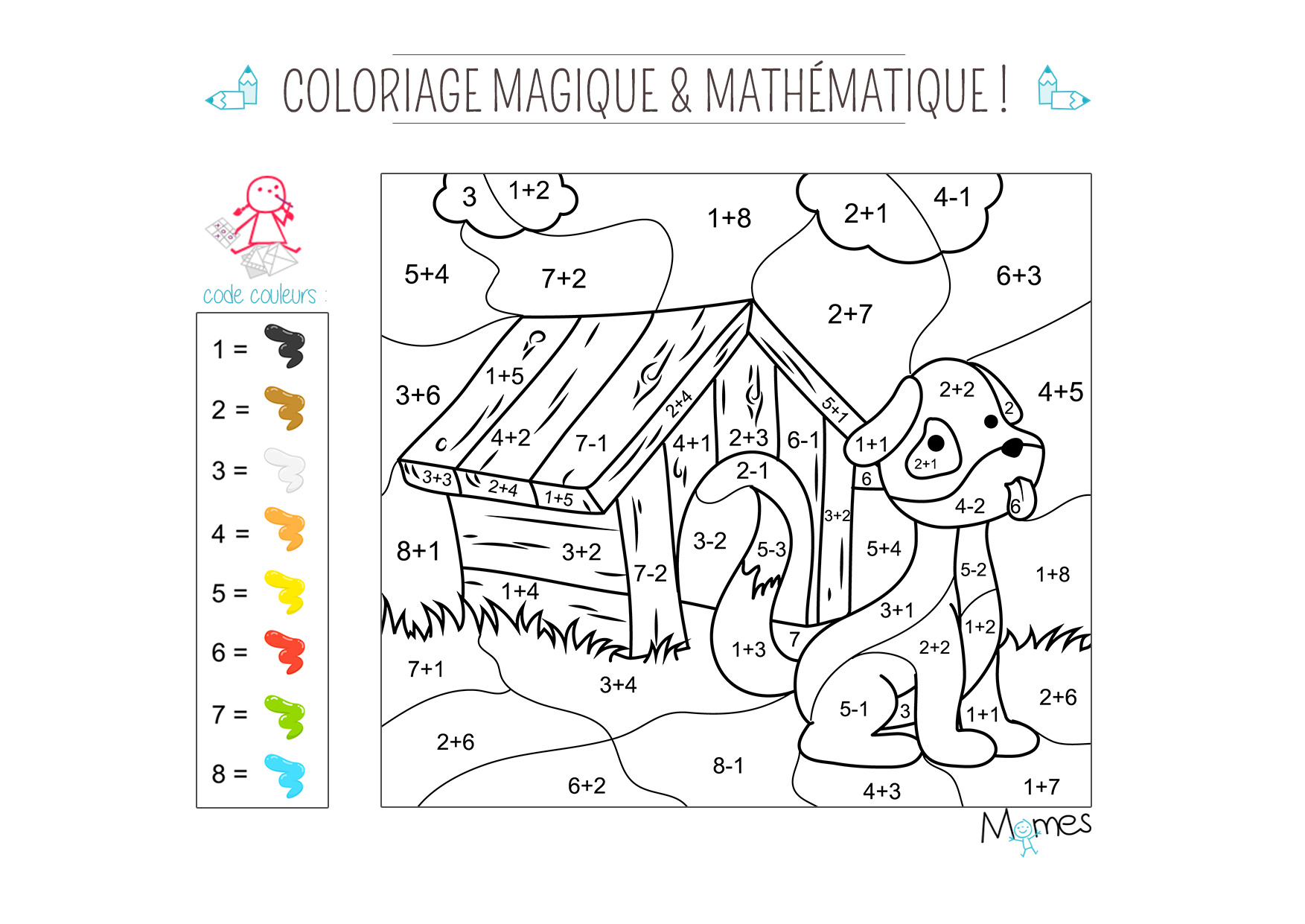 Jeux De Coloriage Magique Nice Coloriage Magique Et Mathématique Le Chien Momes
