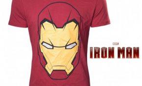 Masque Iron Man Élégant T Shirt Marvel Rouge à L Effigie De Iron Man Sur Rapid Cadeau