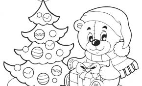 Sapin Noel Dessin Élégant Coloriage Sapin De Noel Et Nounours Avec Un Cadeau De Noel