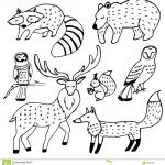 Coloriage Animaux De La Foret Inspiration Forest Animals Drawings Ink Set Stock Vector
