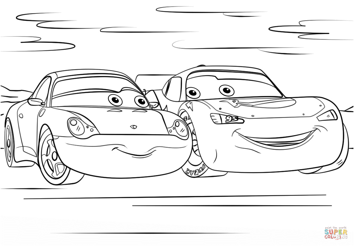 Coloriage Cars 3 Génial Lightning Mcqueen and Sally From Cars 3 Coloring Page