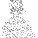 Coloriage De Danseuse Nice Une Petite Fille Toute Joyeuse De Danser Le Flamenco à