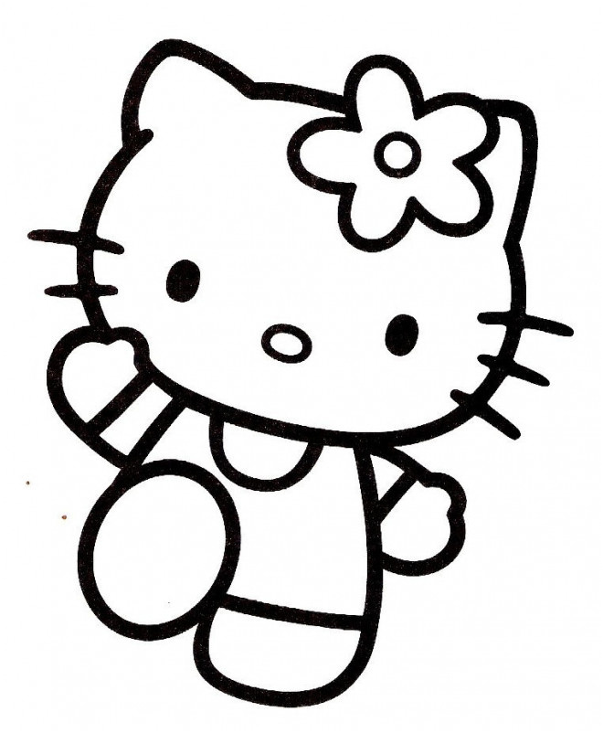 Coloriage De Hello Kitty Frais Coloriage Hello Kitty Entrain De Saluer Dessin Gratuit à