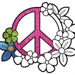 Coloriage De Luxe Glitter Floral Peace And Love Coloring Pages