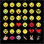 Coloriage De Pixel Meilleur De Vector Pixel Art D’emoticon Smiley Définie Pour