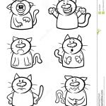 Coloriage Émotions Nice Cats Emotion Set Cartoon Coloring Book Stock Vector
