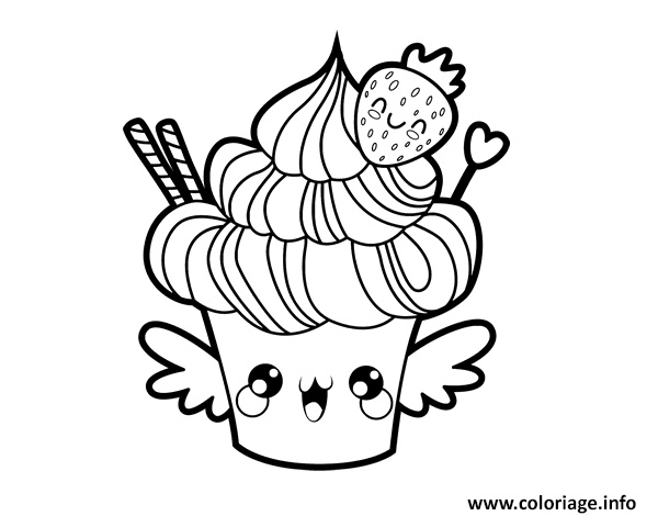 Coloriage Kawaii A Imprimer Gratuit Frais Coloriage Cupcake Kawaii Au Fraise Food Jecolorie