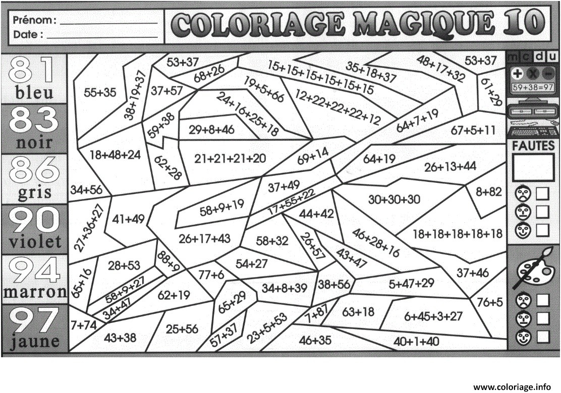 Coloriage Magique Ce1 Ce2 Nice Coloriage Magique Ce2 Maths Addition Coloriage Magique