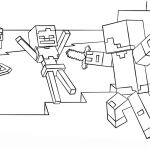 Coloriage Minecraft Herobrine Inspiration Minecraft Steve Vs Skeleton Coloring Page