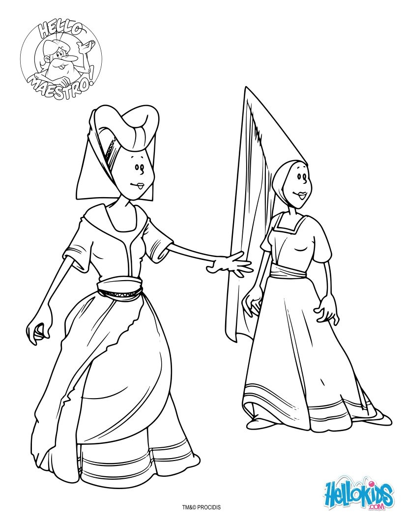 Coloriage Moyen Génial Woman In the Middle Ages Coloring Pages Hellokids