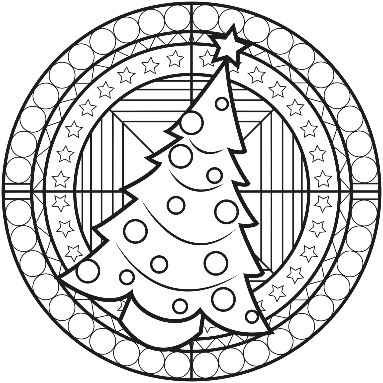Coloriage Noel Mandala Meilleur De Chrstmas Mandala with A Christmas Tree M&amp;alas Adult