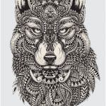 Coloriage Tigre Mandala Nice Highly Detailed Abstract Wolf Illustration Wall Mural