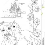 Licorne Coloriage Frais Beautiful Princess And Unicorn Coloring Page Stock Vector