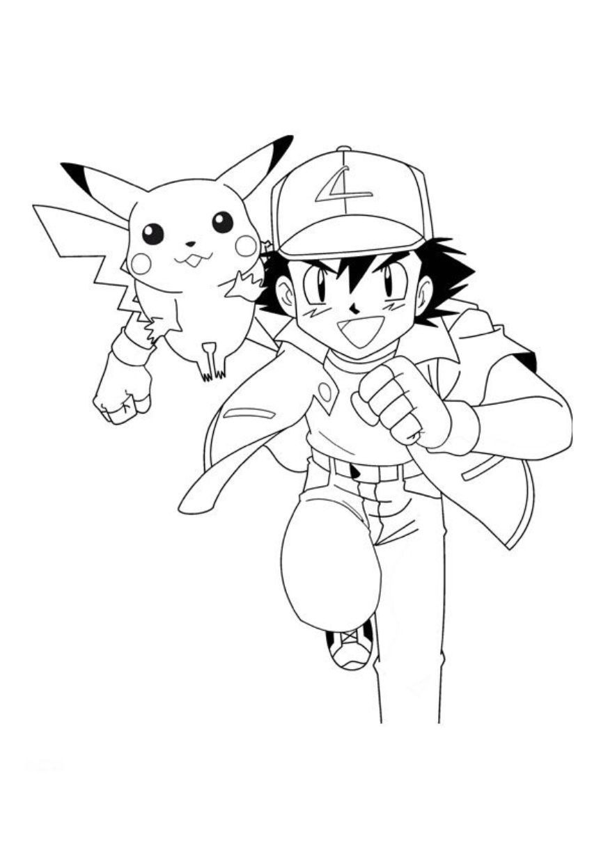 Pikachu Coloriage Nice Ash And Pikachu Coloring Page Ash And Pikachu
