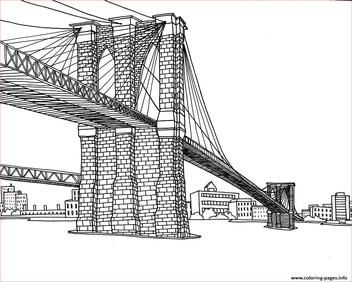 Coloriage New York Élégant City Coloring Adult New York Pont Brooklyn Coloring Pages