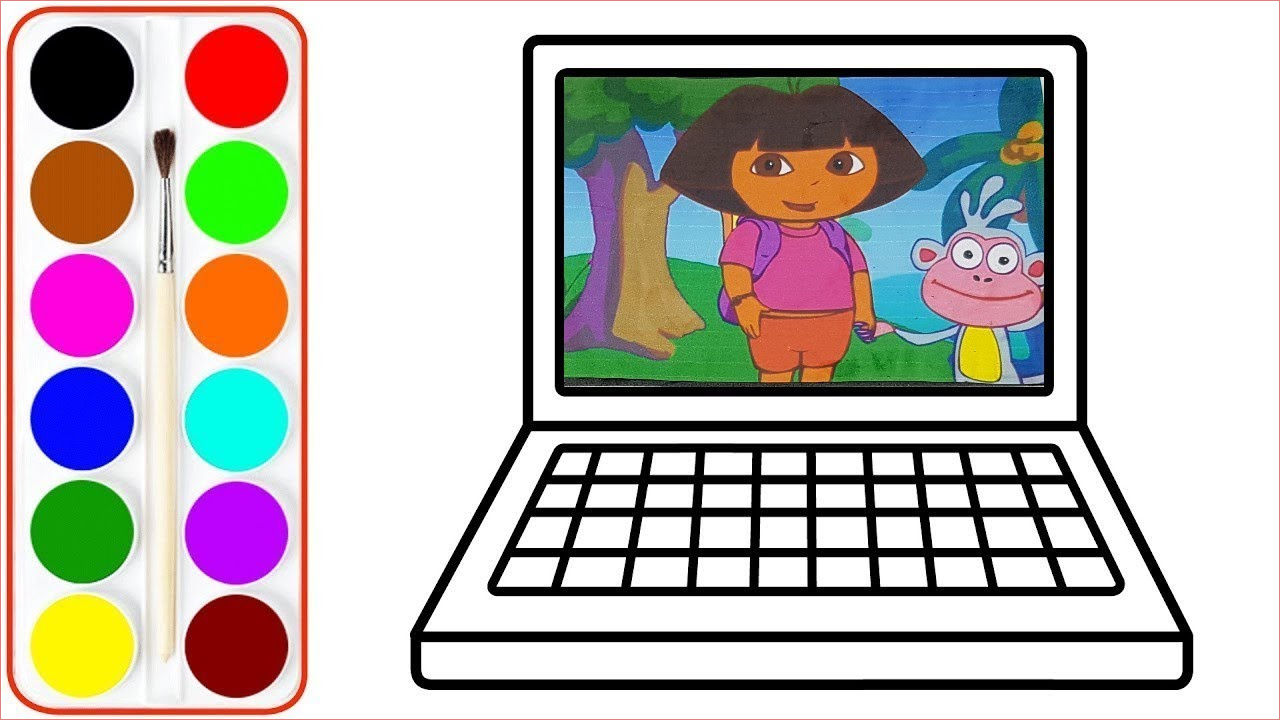 Coloriage Sur L ordinateur Luxe Colorier Et Dessiner Un ordinateur Dora L Exploratrice