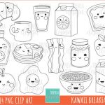 Coloriage Kawaii Nourriture Génial Sale Kawaii Breakfast Digital Stamp Mercial Use