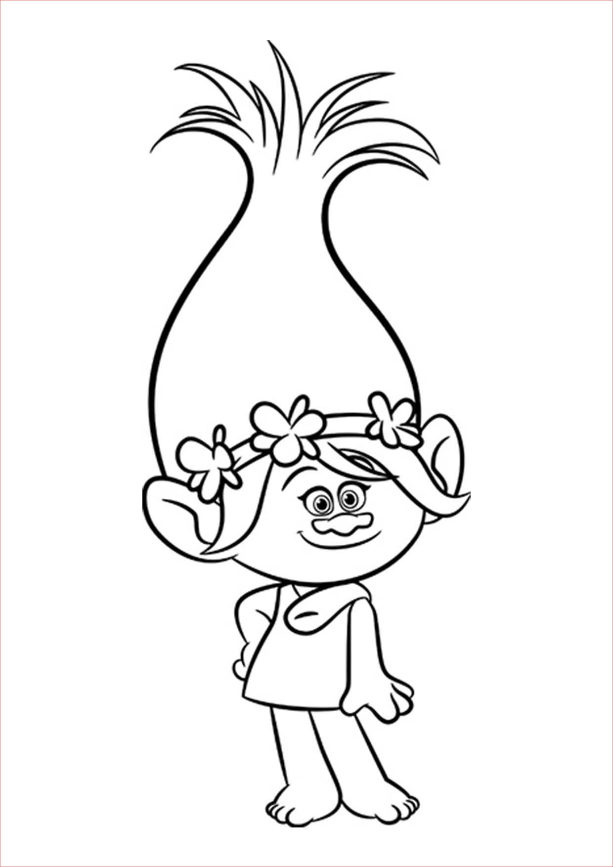 Coloriage Troll Nice Coloriage Les Trolls Poppy Toujours Souriante