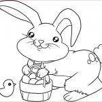 Coloriage De Pâques Génial Cute Little Bunny With A Basket Eggs Coloring Page