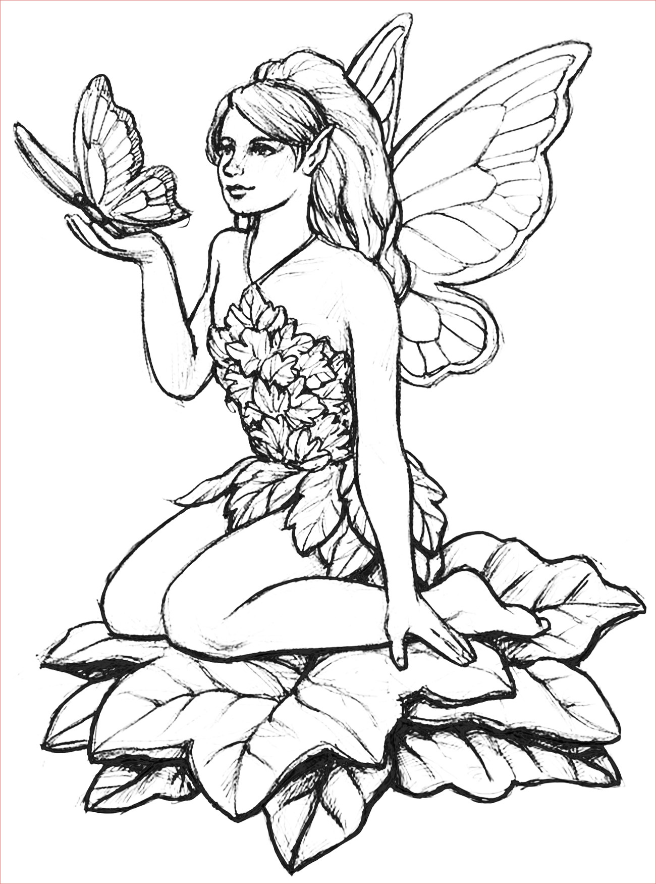 Fée Coloriage Nice Fairy And Butterfly Myths & Legends Adult Coloring Pages