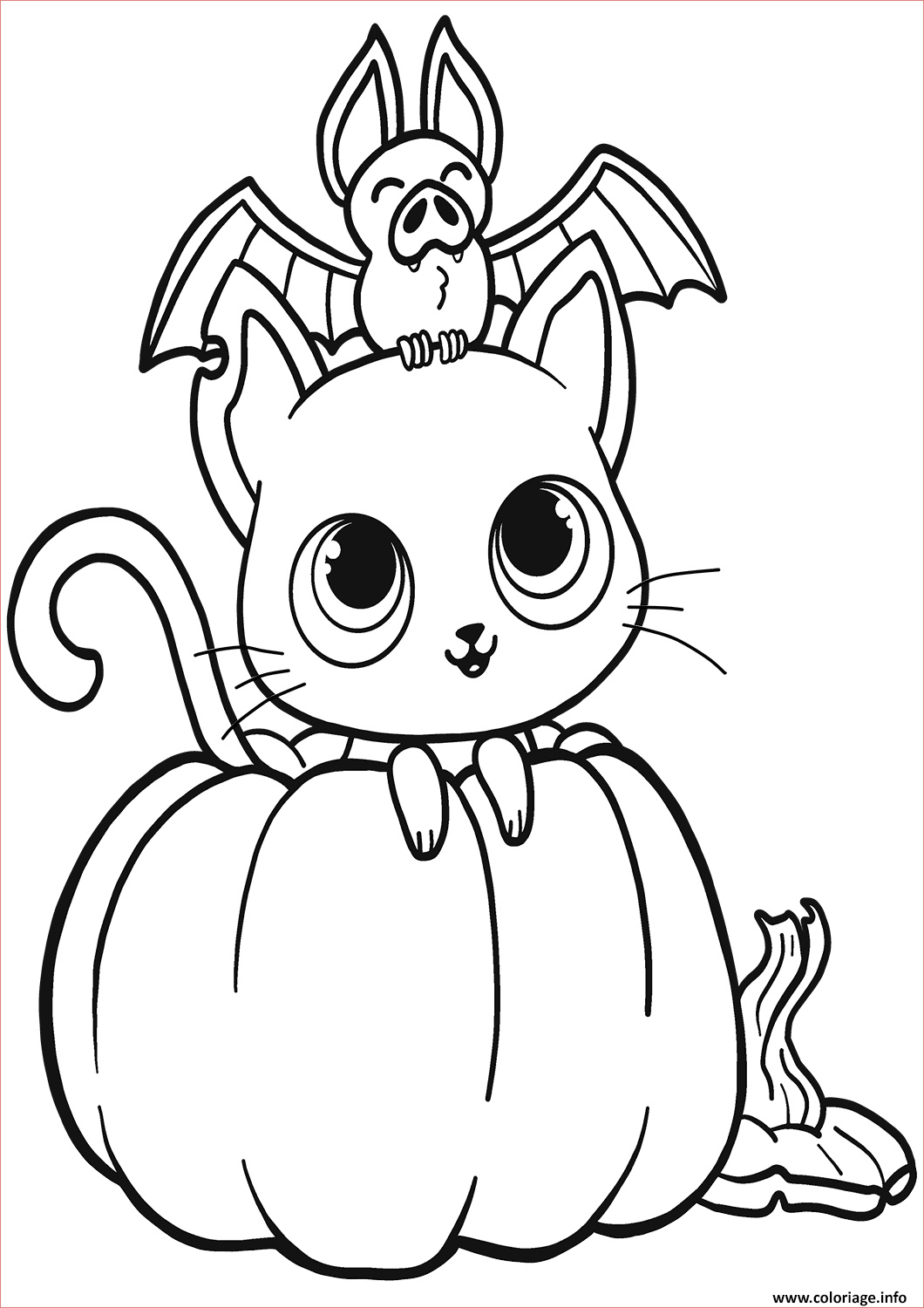 Souris Coloriage Génial Coloriage Chauve souris Chat Citrouille Halloween